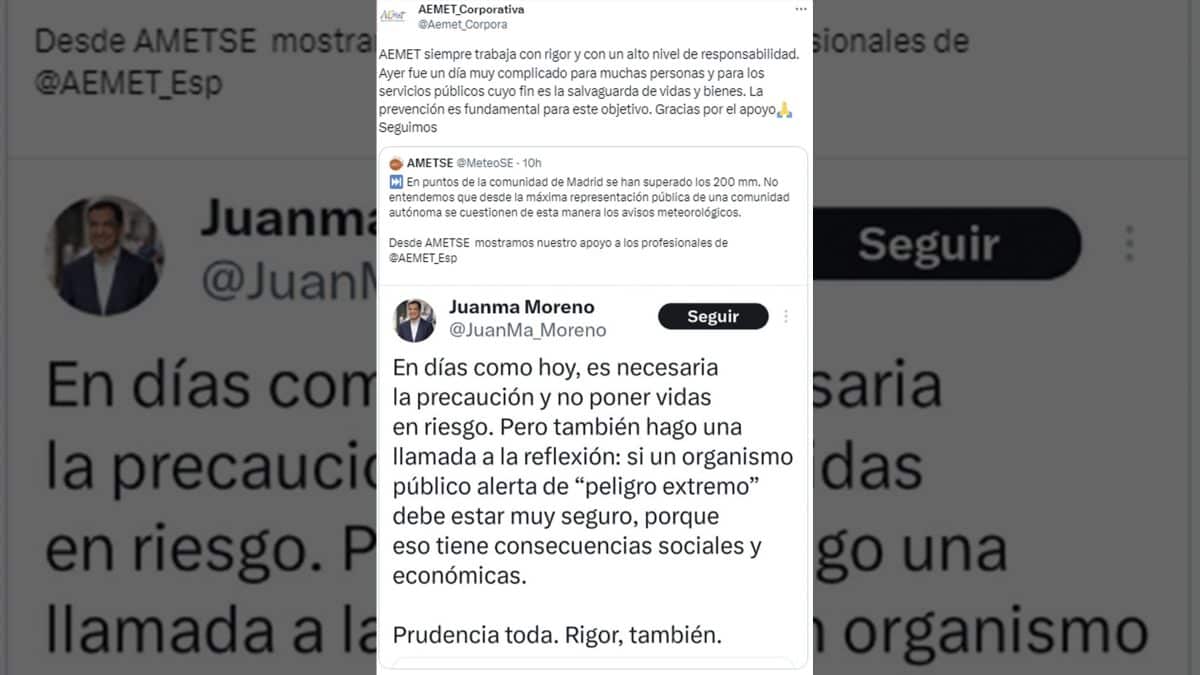 La AEMET responde a Juanma Moreno