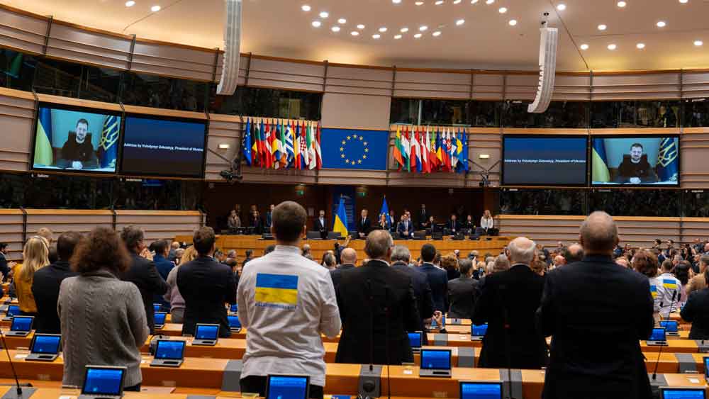 Imagen del Parlamento Europeo en audiencia con Zelensky / EA