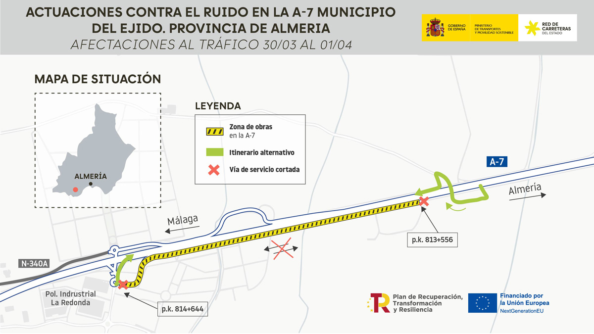 Continúan las obras para reducir el ruido de varios tramos de Almería