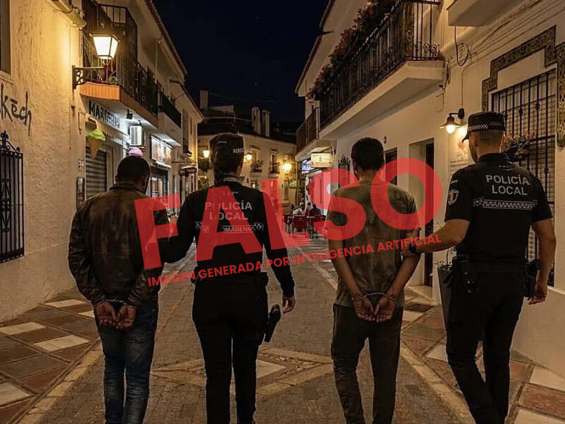 El Ayuntamiento de Benalmádena envía a los medios una imagen generada por IA señalando a migrantes